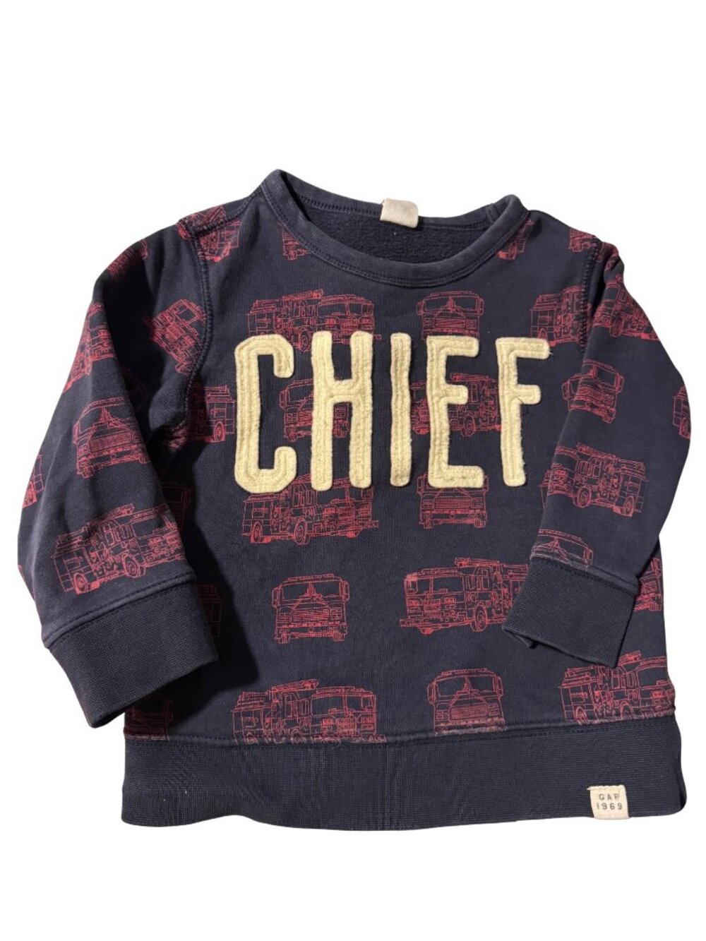 Baby Gap Fire Truck Rescue Sweatshirt Size 2T | “CHIEF” Graphic Toddler Pullover